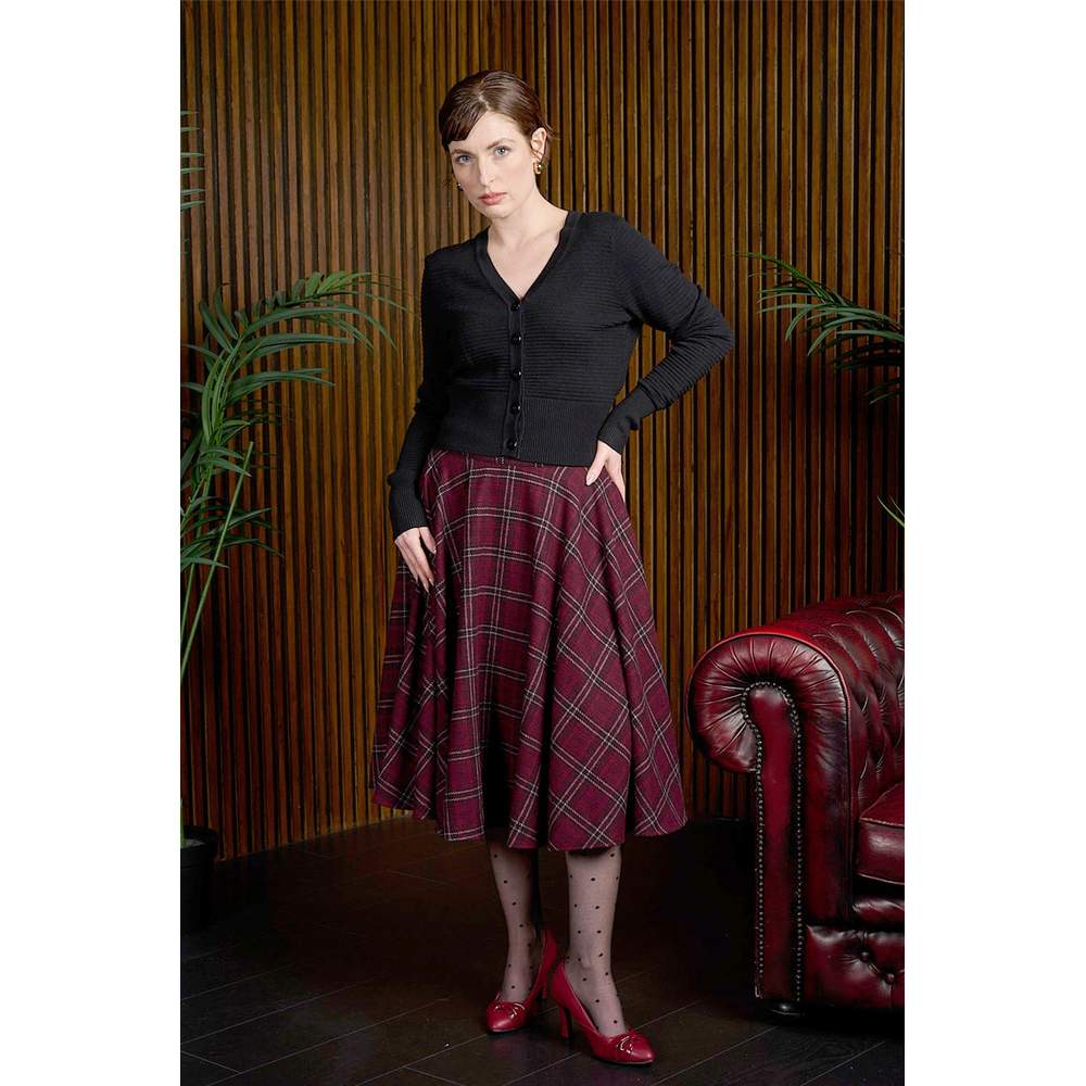 Banned - Wool Mix Cary Lovely Checks Skirt - Burgundy
